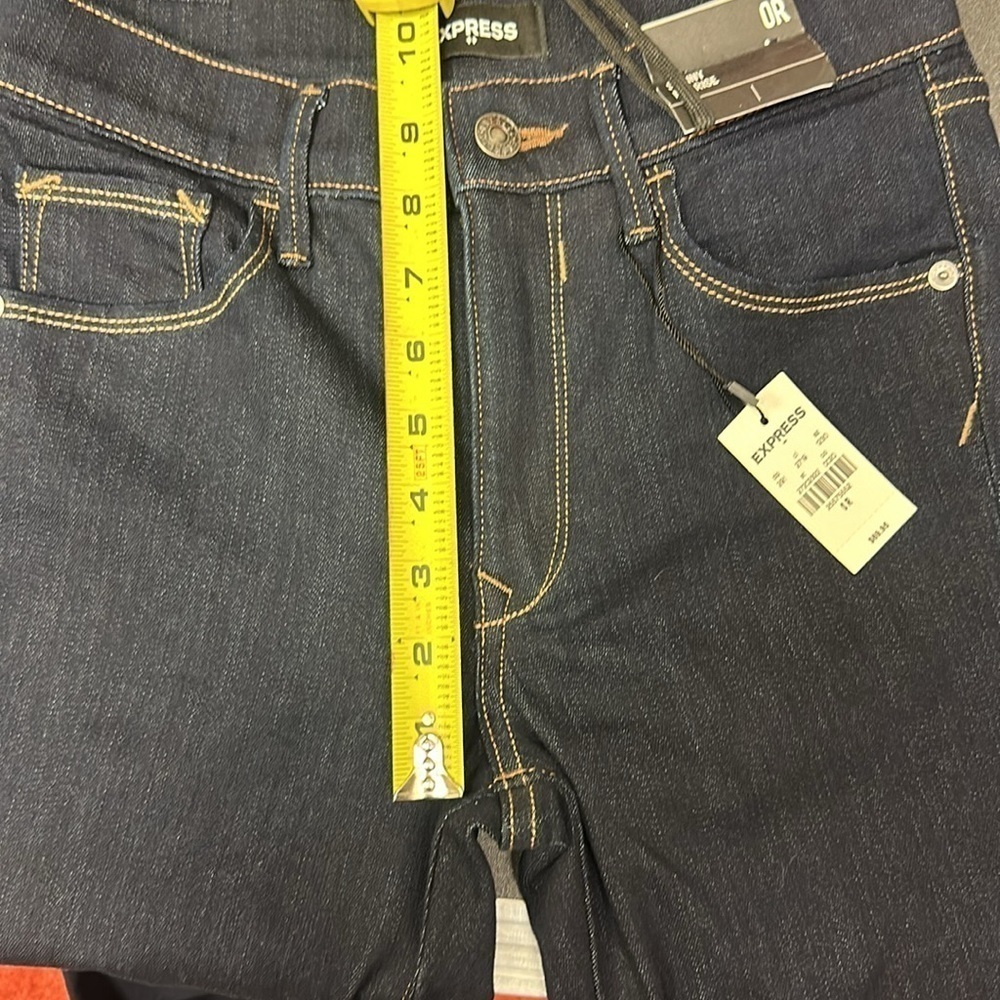 488.  NWT express skinny mid rise dark blue size 0 regular - Picture 8 of 8